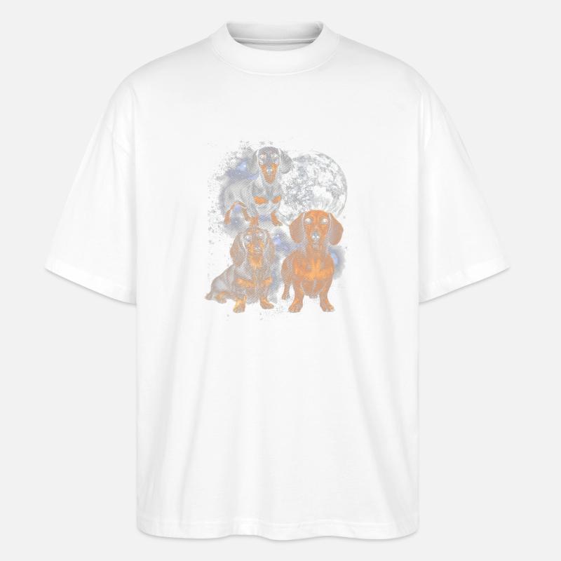 Teckel dans la lune spatiale - T-shirt bio Blaster 2.0 coupe oversize Stanley/Stella Unisexe - blanc