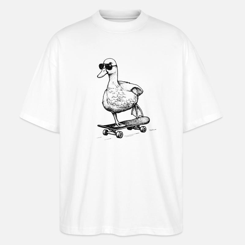 Skater Ente - Stanley/Stella Oversized Unisex Bio T-Shirt Blaster 2.0 - Weiß