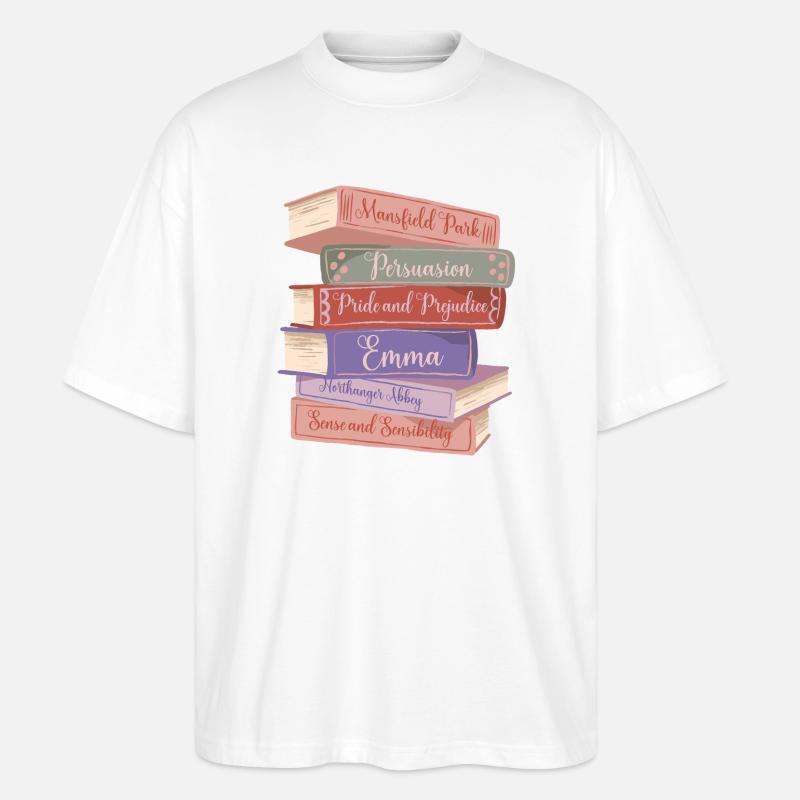 Jane Austens Romane V - Stanley/Stella Oversized Unisex Bio T-Shirt Blaster 2.0 - Weiß