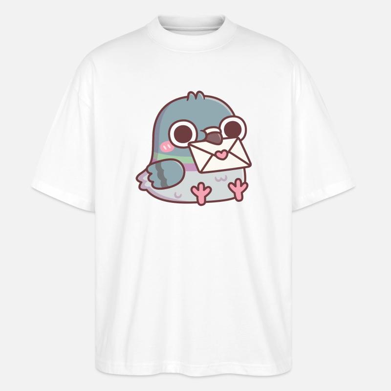 Pigeon mignon avec une lettre d’amour - T-shirt bio Blaster 2.0 coupe oversize Stanley/Stella Unisexe - blanc