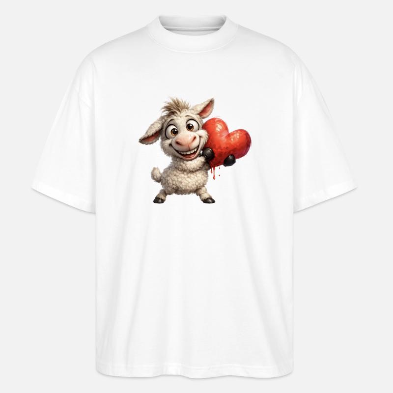 Herzfreundliches Schäfchen - Stanley/Stella Oversized Unisex Bio T-Shirt Blaster 2.0 - Weiß