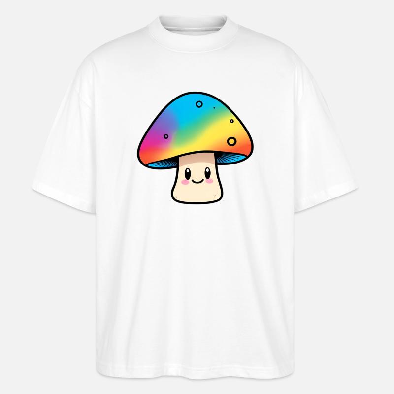 Kawaii Regenbogenpilz Design - Stanley/Stella Oversized Unisex Bio T-Shirt Blaster 2.0 - Weiß