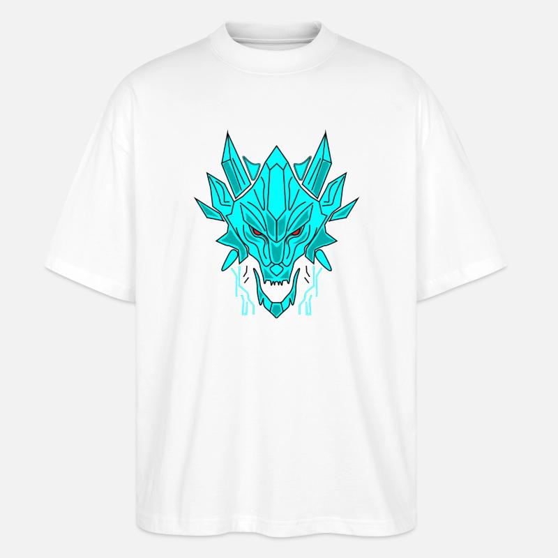 Tête de dragon de glace géométrique - T-shirt bio Blaster 2.0 coupe oversize Stanley/Stella Unisexe - blanc