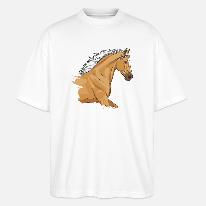 Der Kopf eines Palomino-Pferdes - Stanley/Stella Oversized Unisex Bio T-Shirt Blaster 2.0 - Weiß