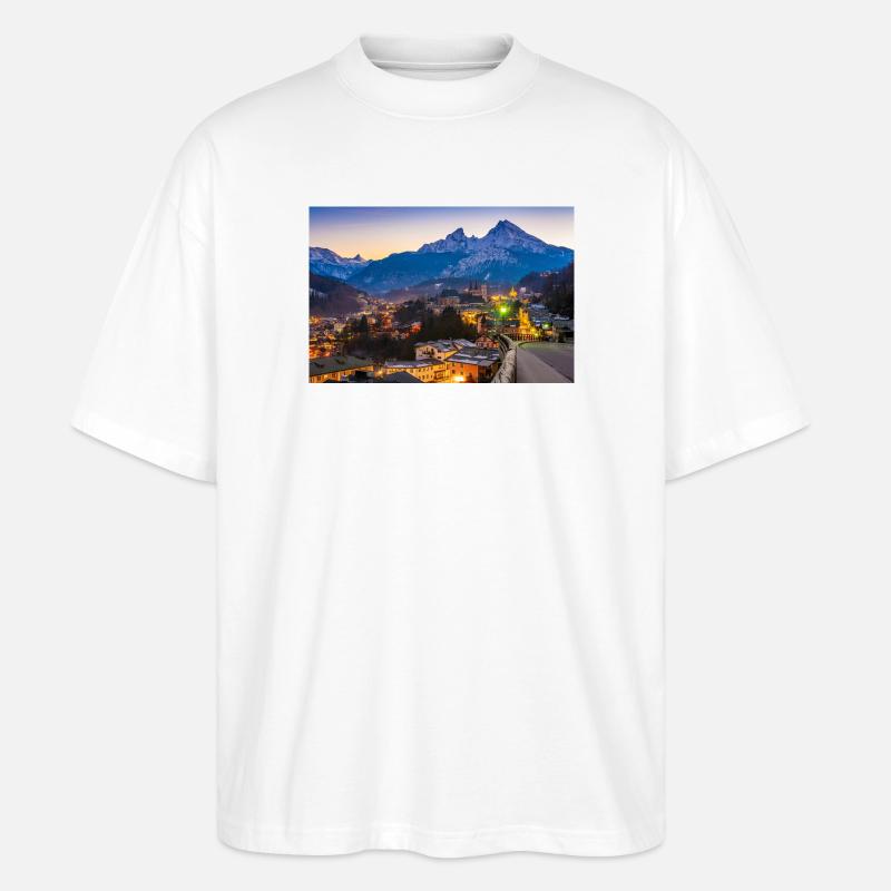 Berchtesgaden mit Watzmann - Stanley/Stella Oversized Unisex Bio T-Shirt Blaster 2.0 - Weiß
