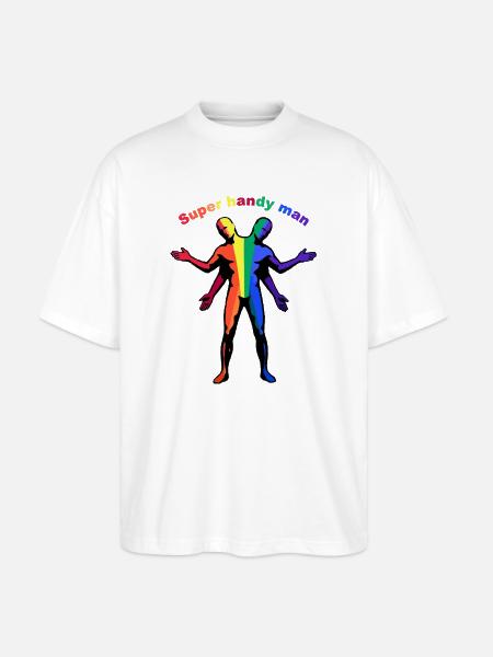 Super-Handwerker-Regenbogen - Stanley/Stella Oversized Unisex Bio T-Shirt Blaster 2.0 - Weiß