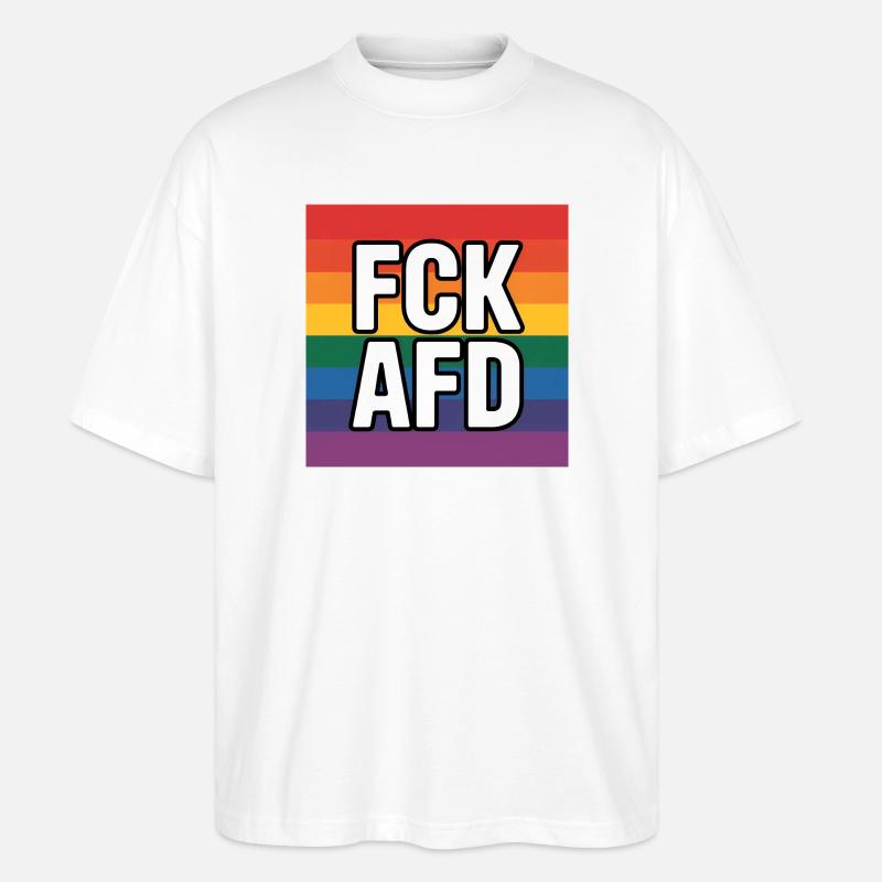 FCK AFD - Antifa Tee - Stanley/Stella Oversized Unisex Bio T-Shirt Blaster 2.0 - Weiß