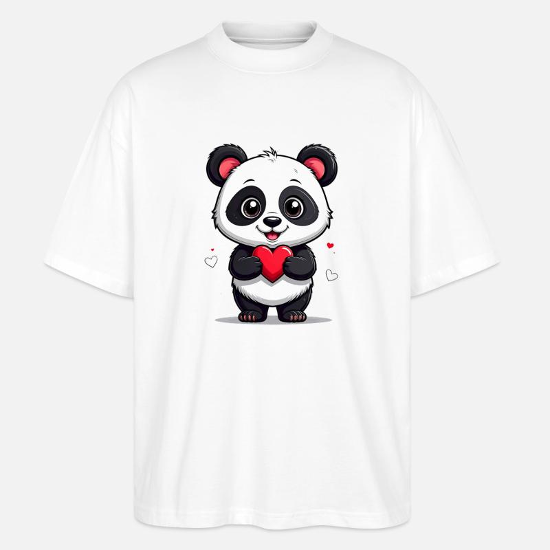 Panda mit Herz - Stanley/Stella Oversized Unisex Bio T-Shirt Blaster 2.0 - Weiß