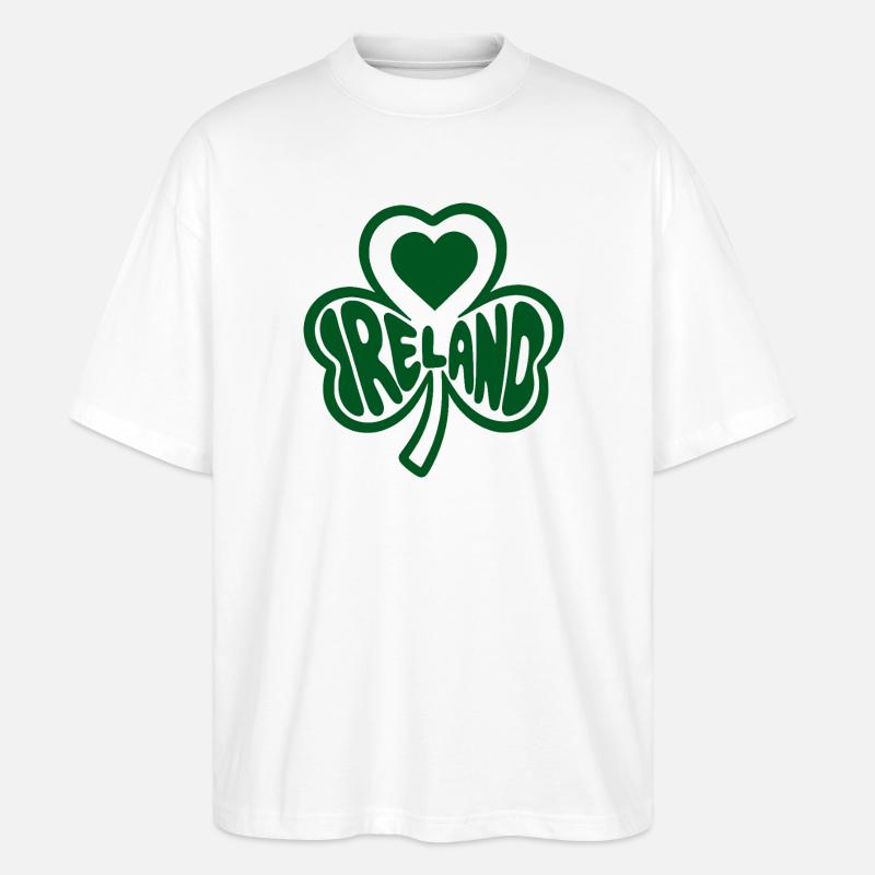 Cœur du trèfle celtique Irlande - T-shirt bio Blaster 2.0 coupe oversize Stanley/Stella Unisexe - blanc