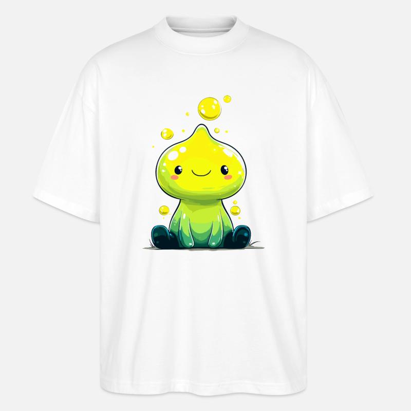 Kleiner Neon-Slime mit Lächeln - Stanley/Stella Oversized Unisex Bio T-Shirt Blaster 2.0 - Weiß