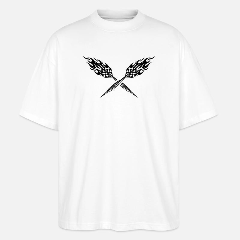 Symbole de fléchettes flammes de fléchette - T-shirt bio Blaster 2.0 coupe oversize Stanley/Stella Unisexe - blanc