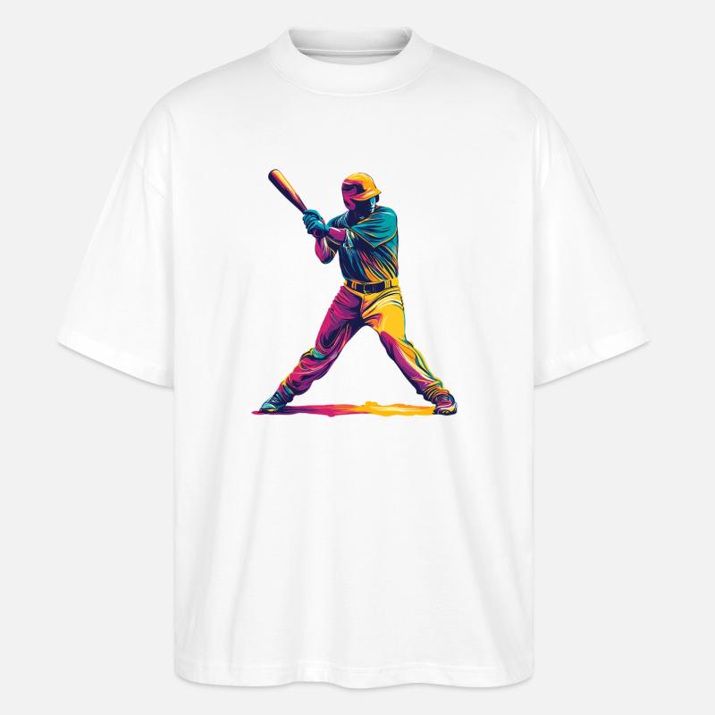 Farbexplosion Baseballschläger - Stanley/Stella Oversized Unisex Bio T-Shirt Blaster 2.0 - Weiß