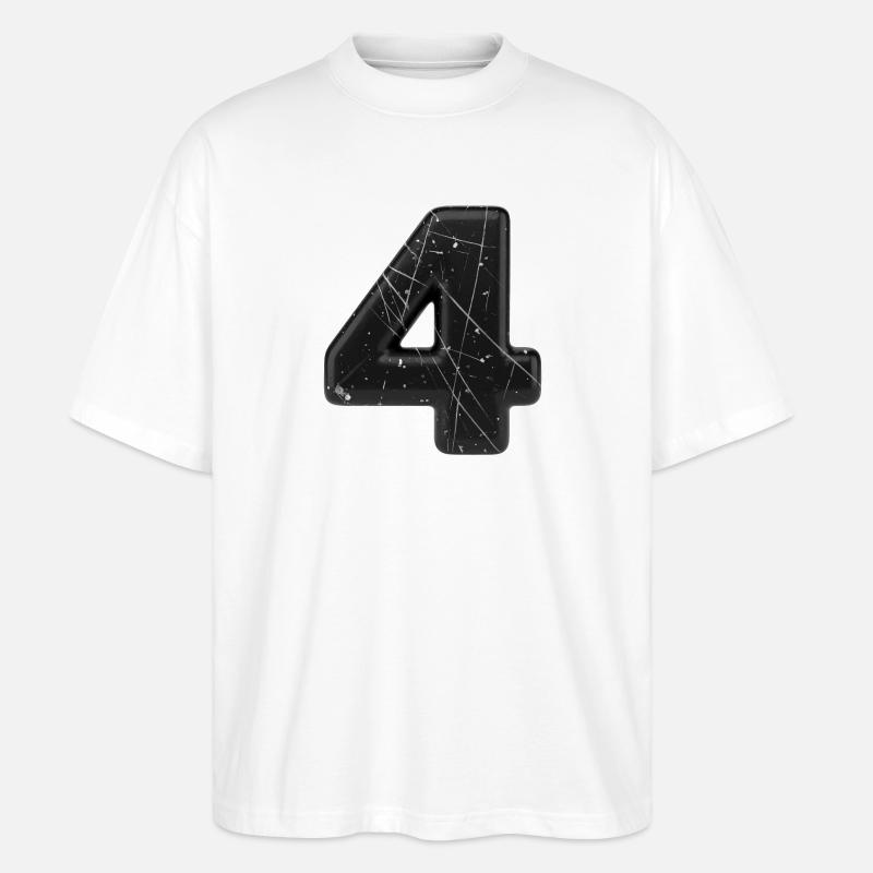 Schwarze 4 mit Spritzern - Stanley/Stella Oversized Unisex Bio T-Shirt Blaster 2.0 - Weiß