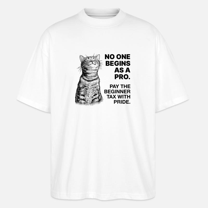 Beginner Mindset – Learning Cat Halftone - Stanley/Stella Oversized Unisex Organic T-shirt Blaster 2.0 - white