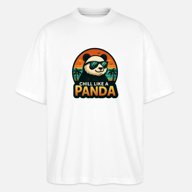 Chill wie ein Panda - Stanley/Stella Oversized Unisex Bio T-Shirt Blaster 2.0 - Weiß