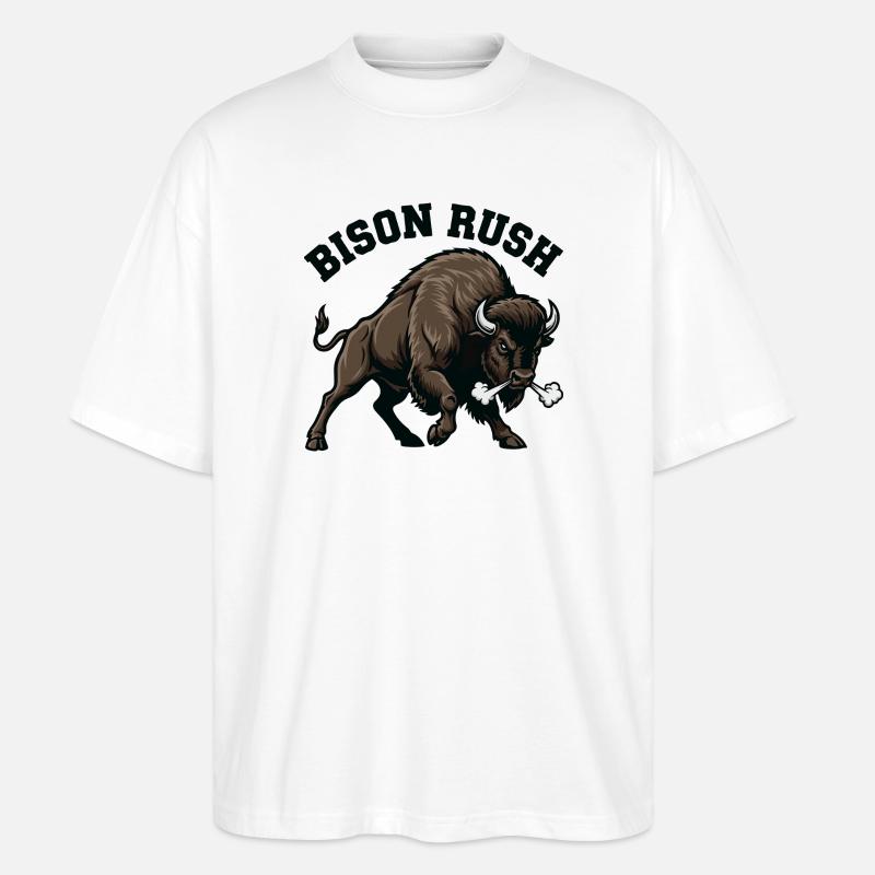 Bison Rush Wild Bison Force - Stanley/Stella Oversized Unisex Bio T-Shirt Blaster 2.0 - Weiß