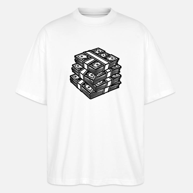 Großer Geldstapel - Stanley/Stella Oversized Unisex Bio T-Shirt Blaster 2.0 - Weiß