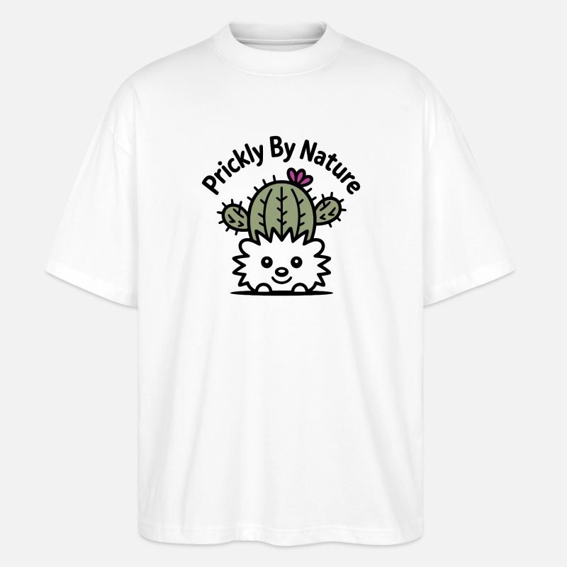 Kaktus-Igel mit Blüte - Stanley/Stella Oversized Unisex Bio T-Shirt Blaster 2.0 - Weiß