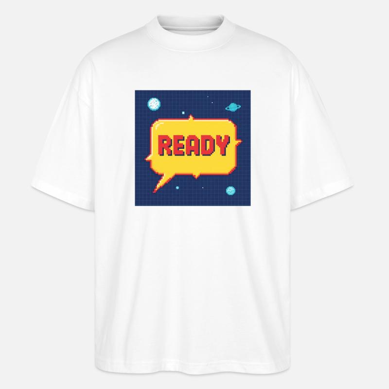 Ready Pixel-Sprechblase im Weltraum - Stanley/Stella Oversized Unisex Bio T-Shirt Blaster 2.0 - Weiß