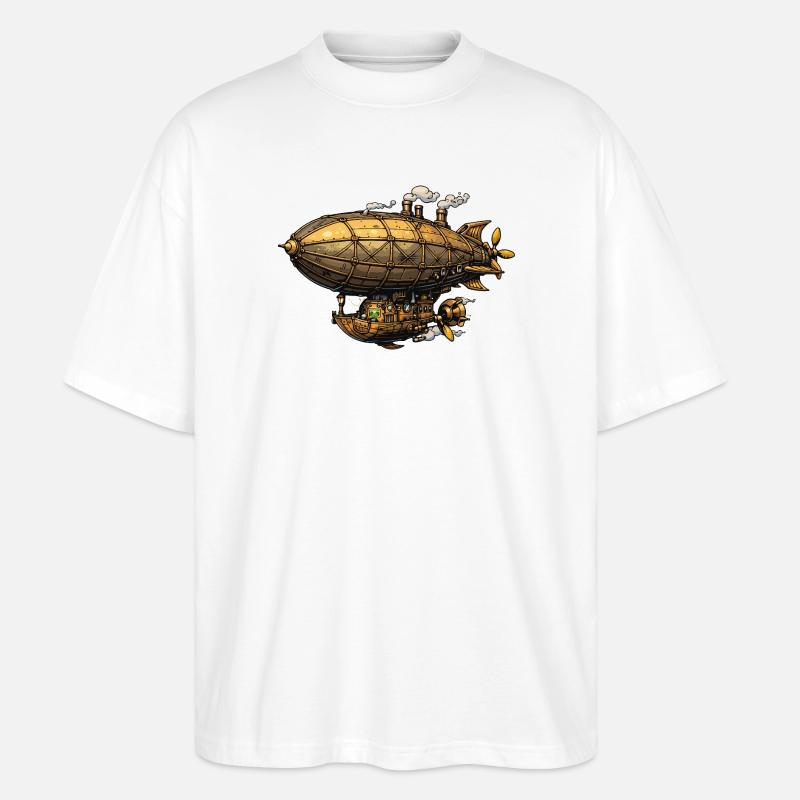 Zeppelin dirigeable steampunk - T-shirt bio Blaster 2.0 coupe oversize Stanley/Stella Unisexe - blanc