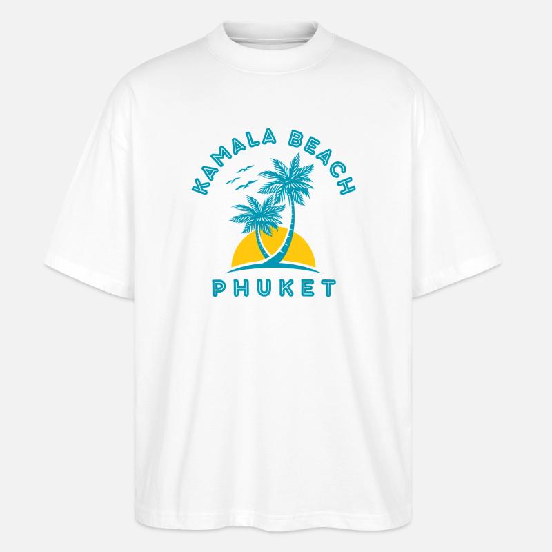 Kamala Beach Phuket Sonnenuntergangspalme - Stanley/Stella Oversized Unisex Bio T-Shirt Blaster 2.0 - Weiß