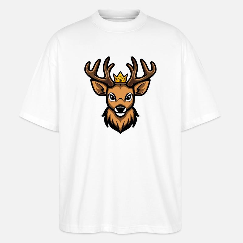 Hirsch Kopf Krone - Stanley/Stella Oversized Unisex Bio T-Shirt Blaster 2.0 - Weiß