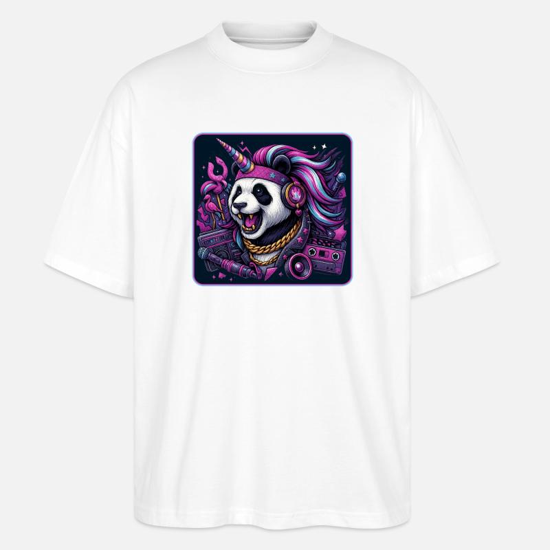 Panda Einhorn Party - Stanley/Stella Oversized Unisex Bio T-Shirt Blaster 2.0 - Weiß