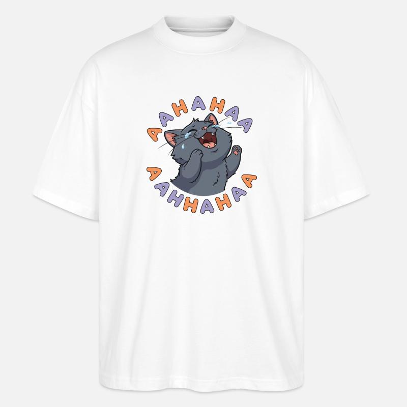 Lachende Katzenexplosion - Stanley/Stella Oversized Unisex Bio T-Shirt Blaster 2.0 - Weiß