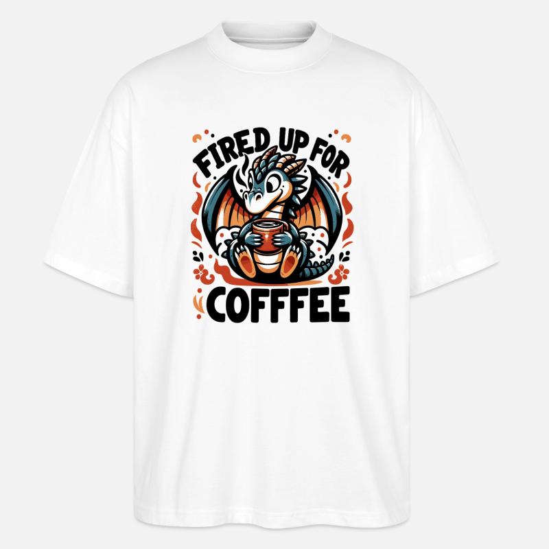 Kaffee Drache Feuerfreude - Stanley/Stella Oversized Unisex Bio T-Shirt Blaster 2.0 - Weiß