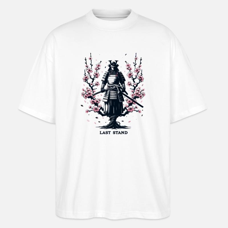 Samurai im Kirschblütenzauber - Stanley/Stella Oversized Unisex Bio T-Shirt Blaster 2.0 - Weiß
