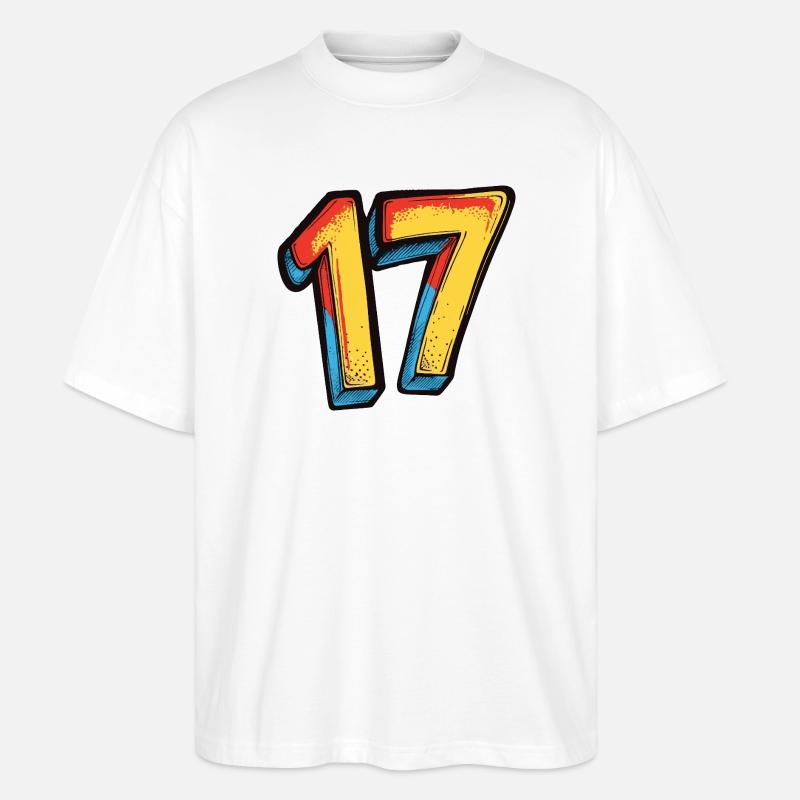 17 Zahl Bunt - Stanley/Stella Oversized Unisex Bio T-Shirt Blaster 2.0 - Weiß