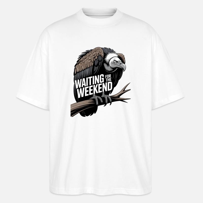 Warten auf das Wochenende - Stanley/Stella Oversized Unisex Bio T-Shirt Blaster 2.0 - Weiß