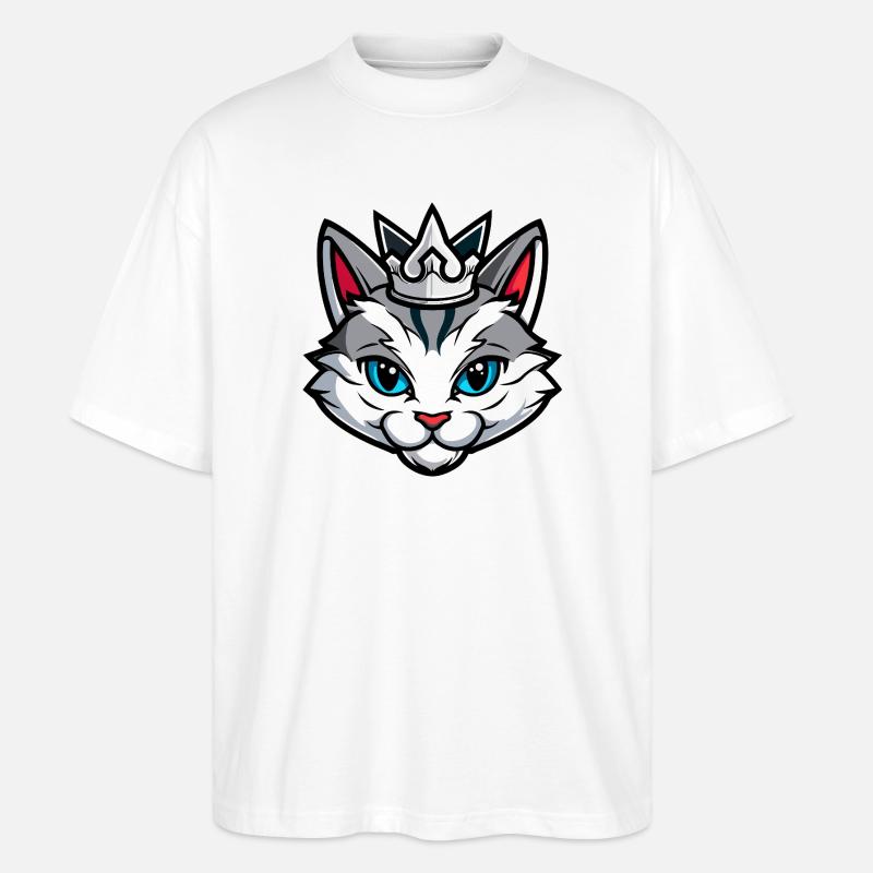 Katze Symbol Kopf Krone - Stanley/Stella Oversized Unisex Bio T-Shirt Blaster 2.0 - Weiß