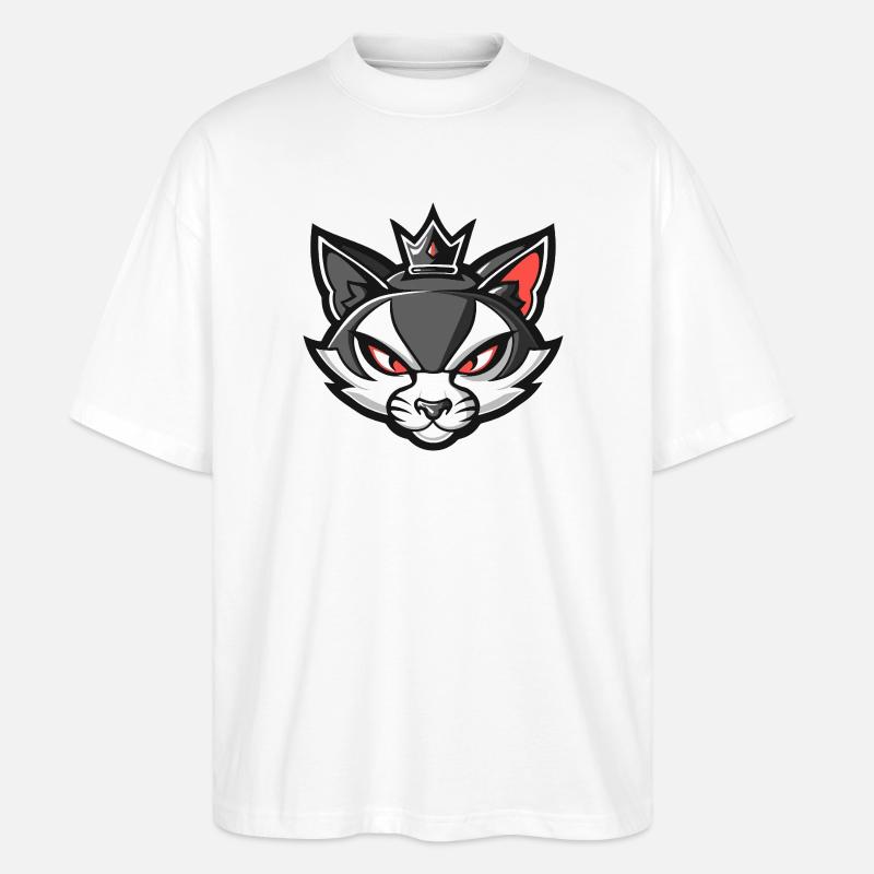 Katze Kopf Krone - Stanley/Stella Oversized Unisex Bio T-Shirt Blaster 2.0 - Weiß