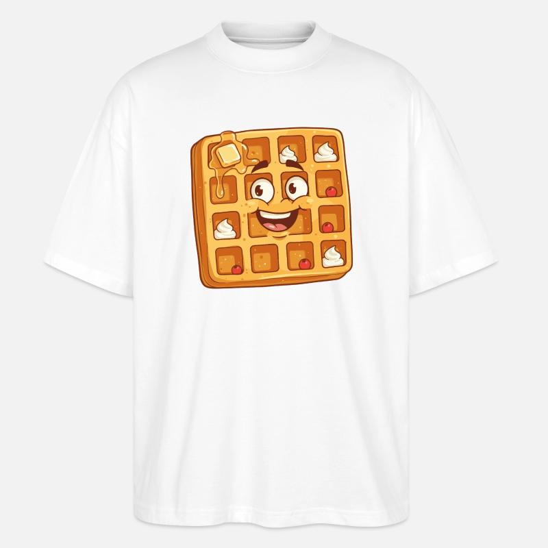 Dessin animé Happy Waffle Face - T-shirt bio Blaster 2.0 coupe oversize Stanley/Stella Unisexe - blanc