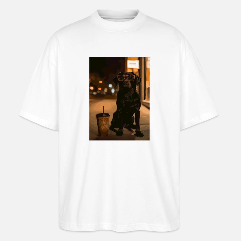 Nachtlicher Hund mit Sonnenbrille - Stanley/Stella Oversized Unisex Bio T-Shirt Blaster 2.0 - Weiß