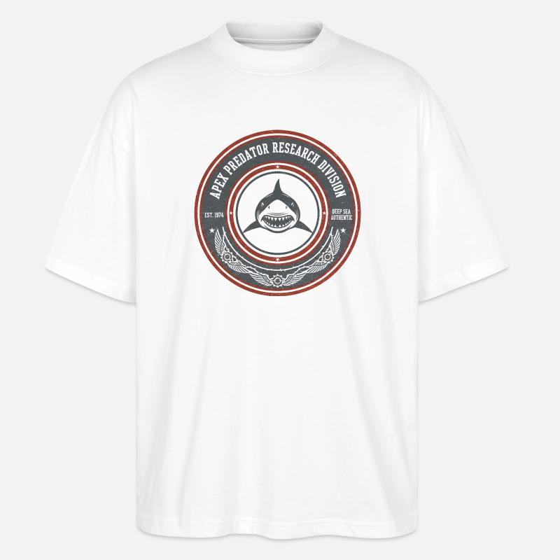 Apex Predator Forschungsemblem - Stanley/Stella Oversized Unisex Bio T-Shirt Blaster 2.0 - Weiß