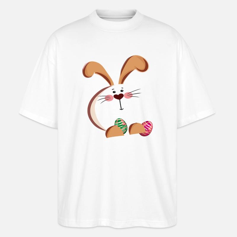 Osterhase und bunte Eier - Stanley/Stella Oversized Unisex Bio T-Shirt Blaster 2.0 - Weiß