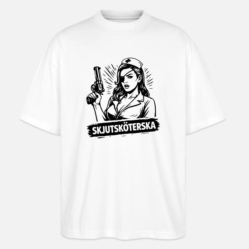 Erschießende Krankenschwester - Stanley/Stella Oversized Unisex Bio T-Shirt Blaster 2.0 - Weiß