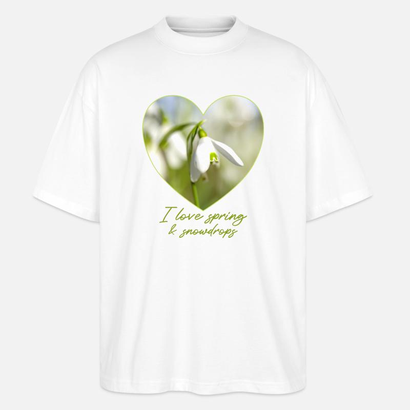 Herz mit Schneeglöckchen i love spring - Stanley/Stella Oversized Unisex Bio T-Shirt Blaster 2.0 - Weiß