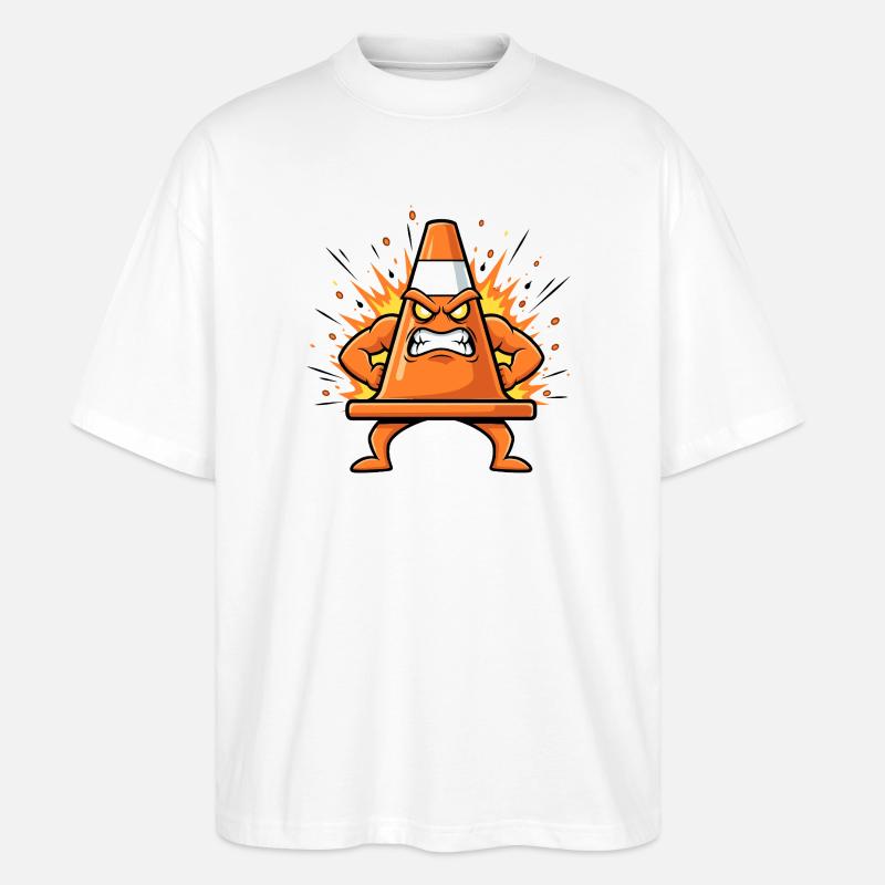 Dessin animé du cône en colère - T-shirt bio Blaster 2.0 coupe oversize Stanley/Stella Unisexe - blanc