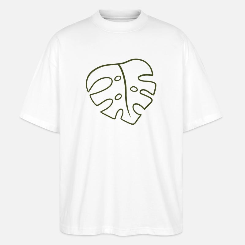 Monstera Line Kunst Blatt - Stanley/Stella Oversized Unisex Bio T-Shirt Blaster 2.0 - Weiß