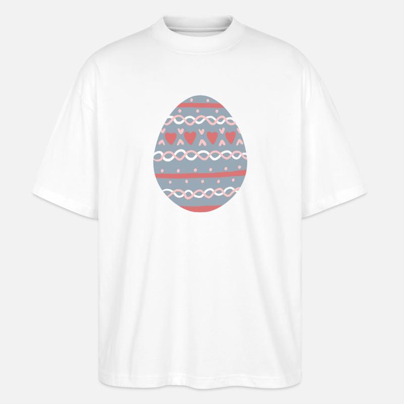 Pastel Hearts Egg Pattern - Stanley/Stella Oversized Unisex Organic T-shirt Blaster 2.0 - white