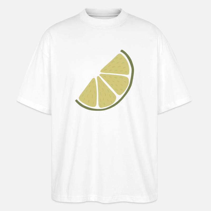 Lime Slice Minimalistische Limette - Stanley/Stella Oversized Unisex Bio T-Shirt Blaster 2.0 - Weiß