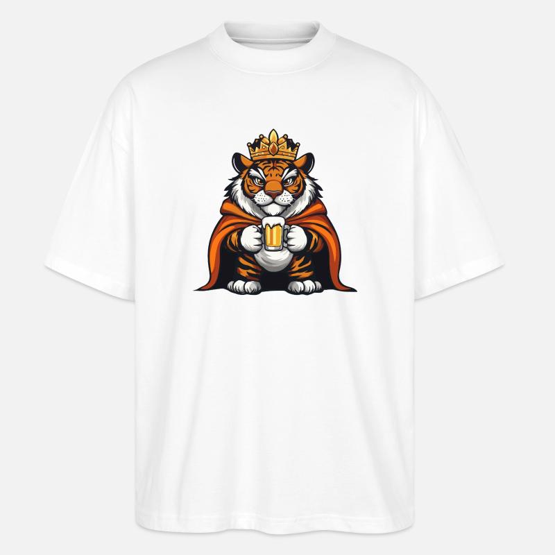 Tiger Bier König - Stanley/Stella Oversized Unisex Bio T-Shirt Blaster 2.0 - Weiß