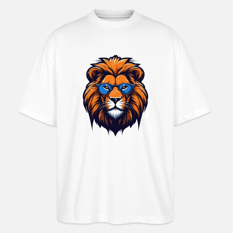 Löwe mit blauer Brille - Pop Art - Stanley/Stella Oversized Unisex Bio T-Shirt Blaster 2.0 - Weiß