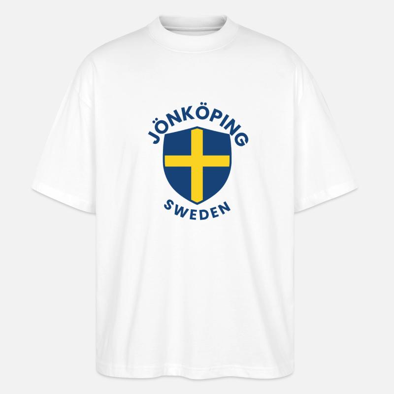Bouclier de Jönköping Croix suédoise - T-shirt bio Blaster 2.0 coupe oversize Stanley/Stella Unisexe - blanc