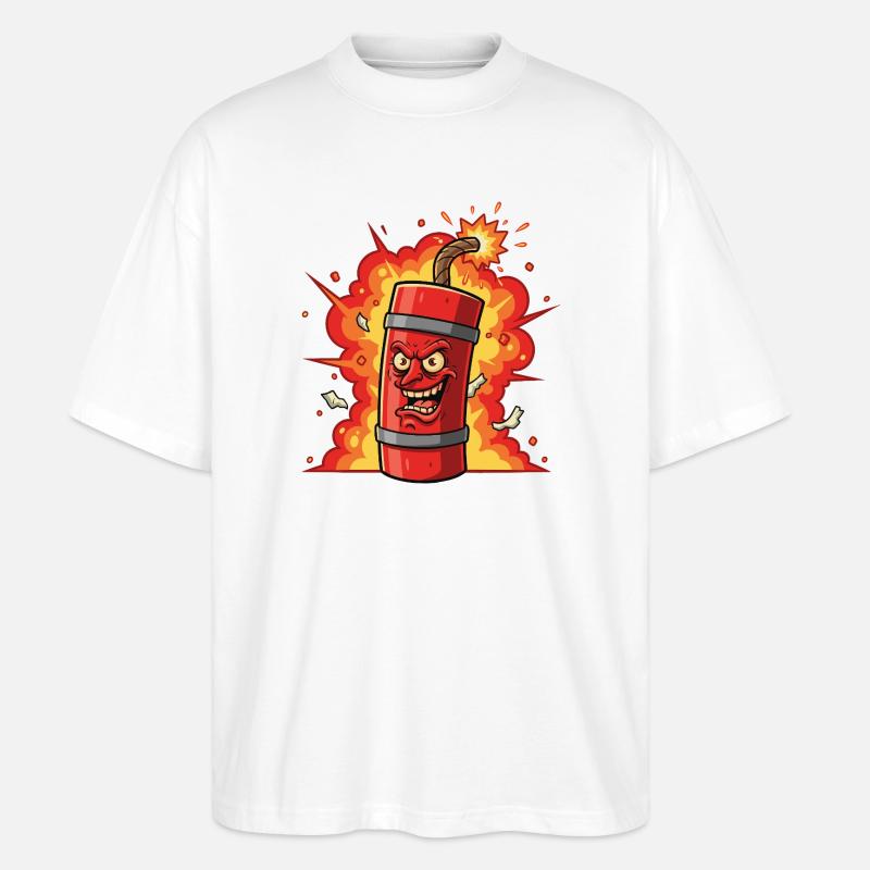 Dessin animé à la dynamite éclatante - T-shirt bio Blaster 2.0 coupe oversize Stanley/Stella Unisexe - blanc