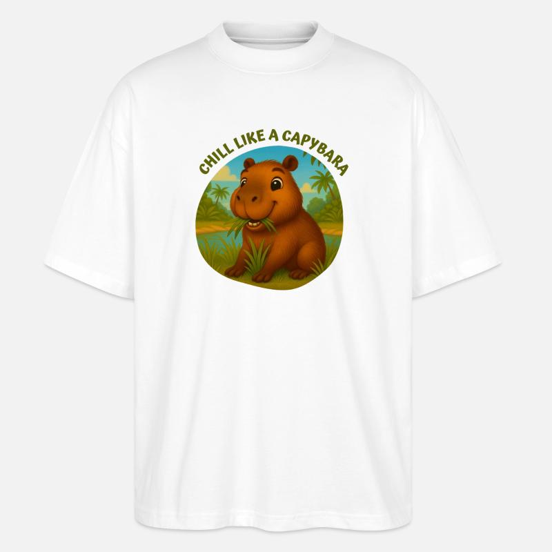 Entspann dich wie ein Kapybara - Stanley/Stella Oversized Unisex Bio T-Shirt Blaster 2.0 - Weiß
