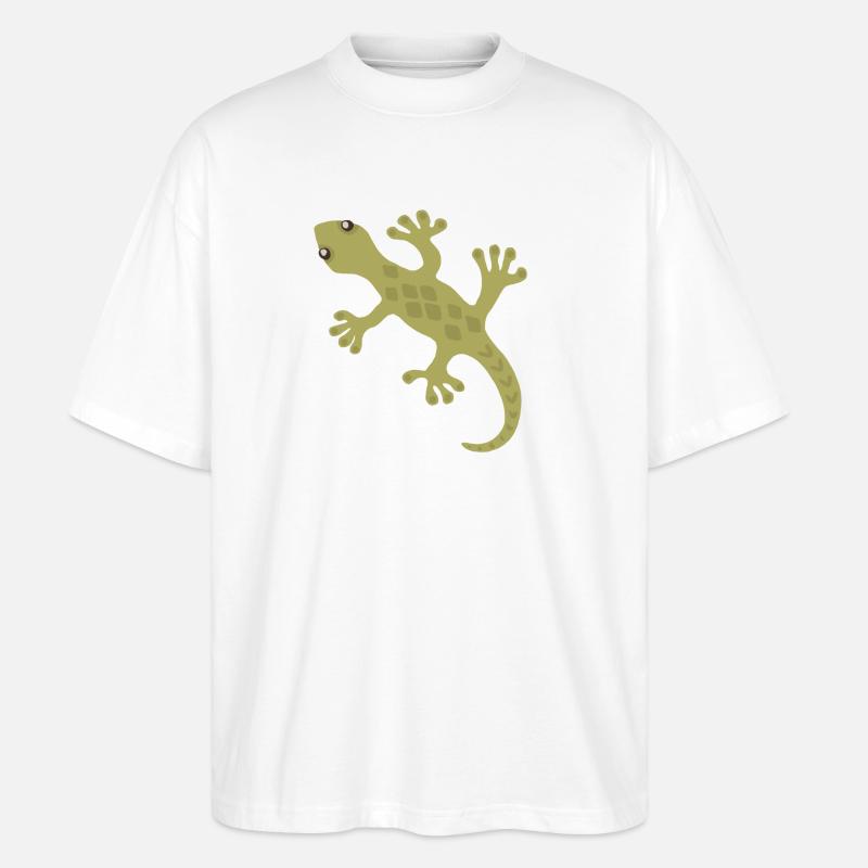 Lime Gecko Silhouette Muster - Stanley/Stella Oversized Unisex Bio T-Shirt Blaster 2.0 - Weiß